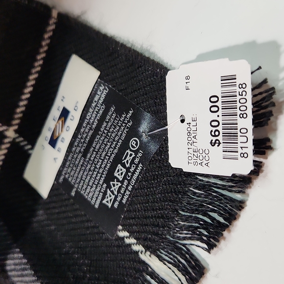 NEW Plaid Wool Blend Dress Scarf, Joseph Abboud - Picture 8 of 9